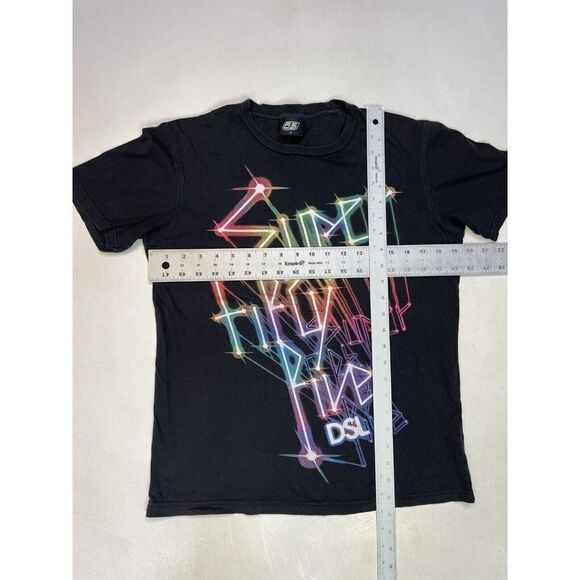 55DSL Diesel Neon Graphic T-shirt Women Medium Black Short Sleeve - Picture 6 of 6
